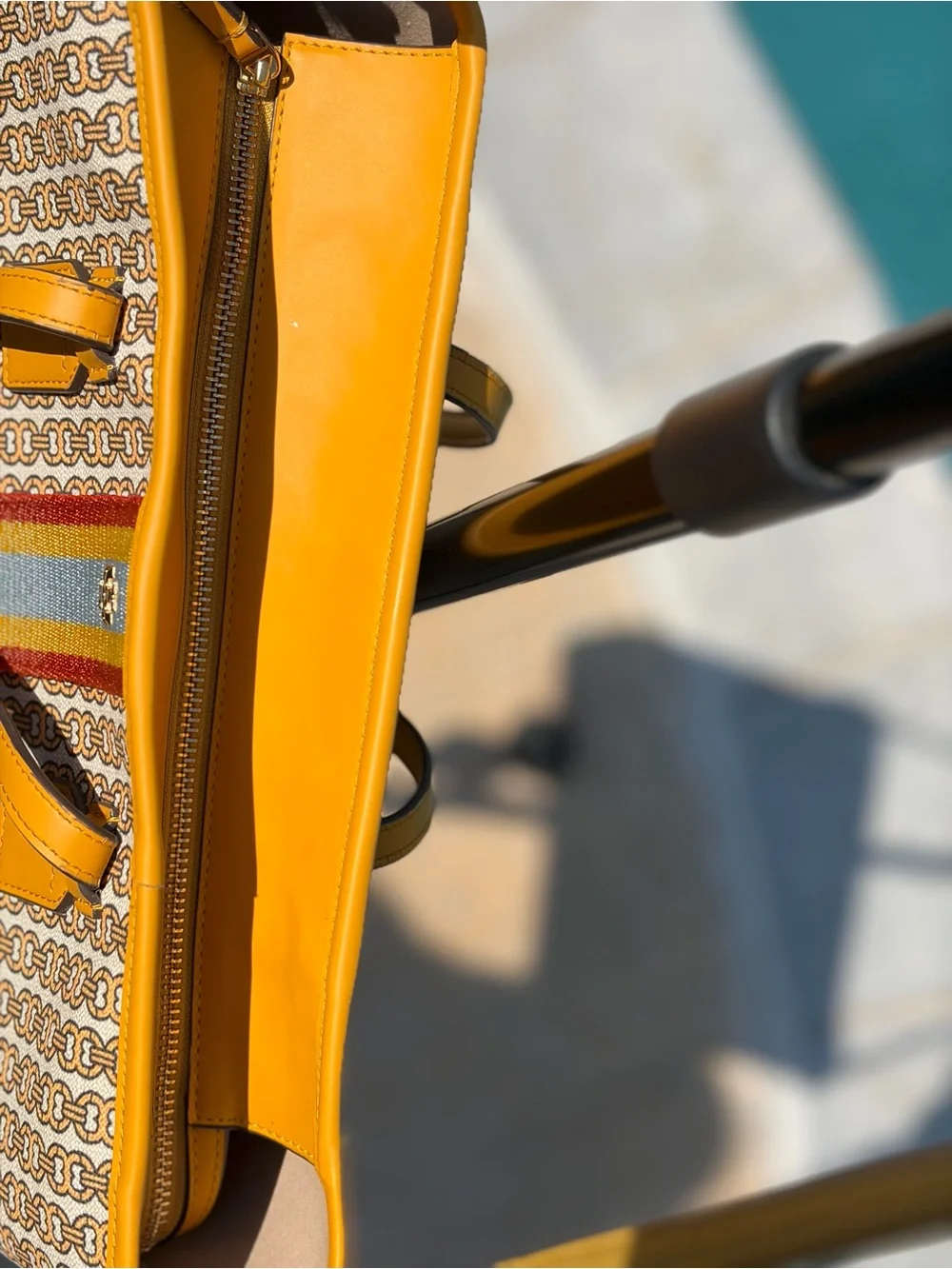 Tory Burch Yellow Chain-Link Print Tote